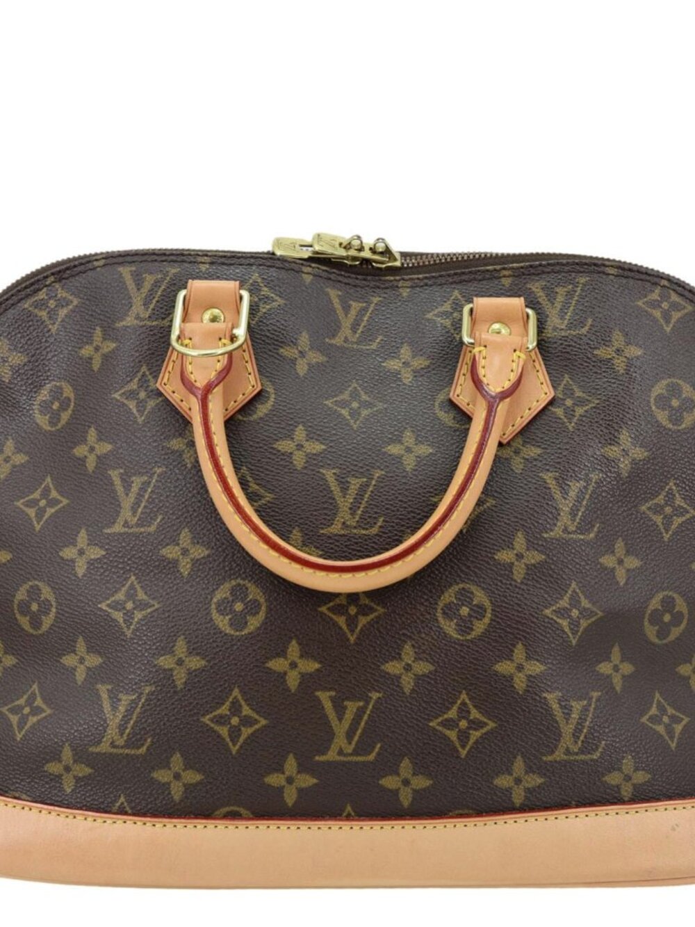 Louis Vuitton Alma PM Monogram Canvas Satchel Bag Brown